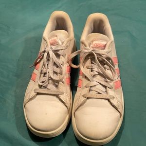 Adidas Girls Pink and White Lac Up Sneakers